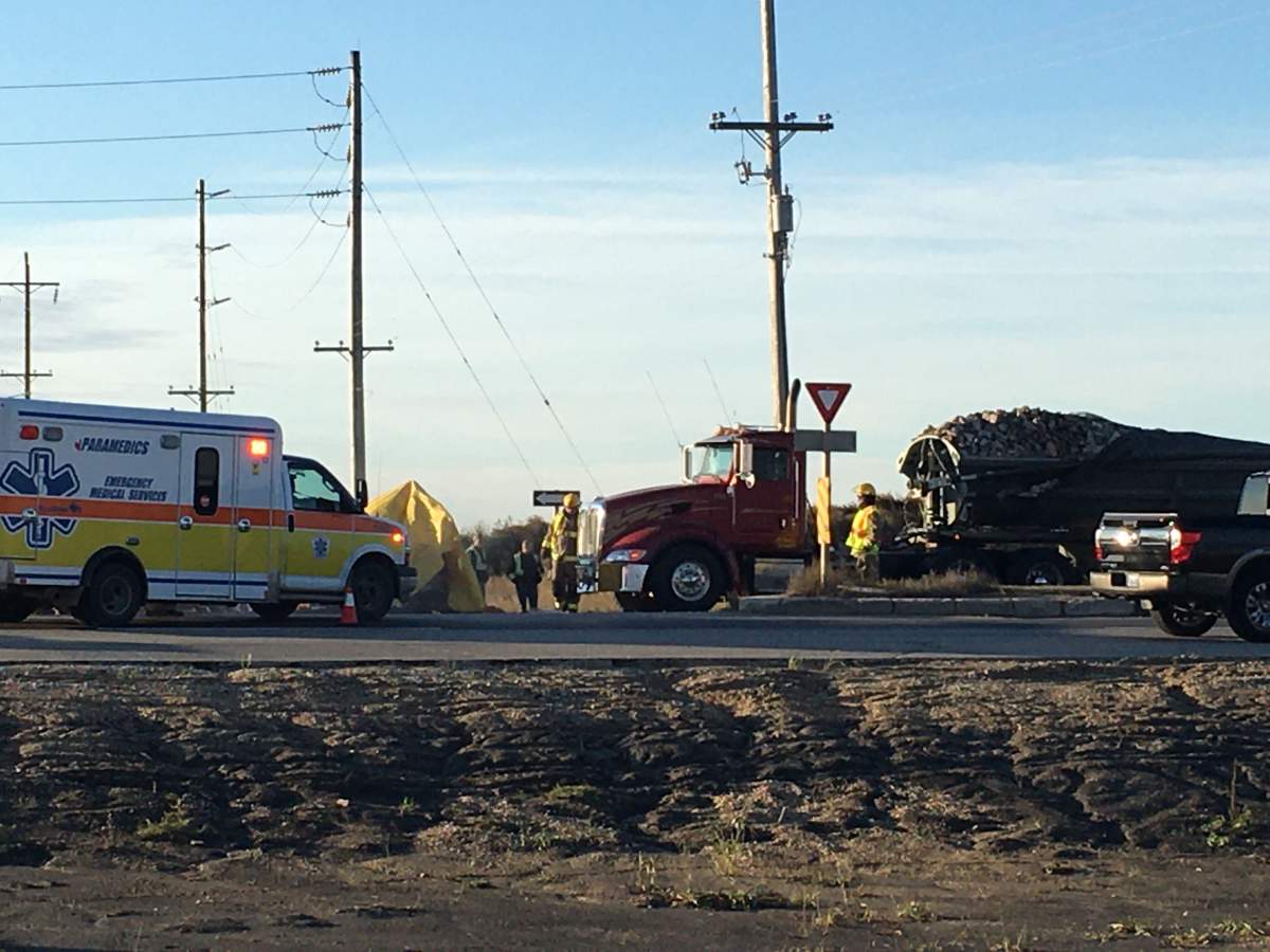 The scene at the Perimeter Highway and Brady Road on Friday, Oct. 25, 2019.