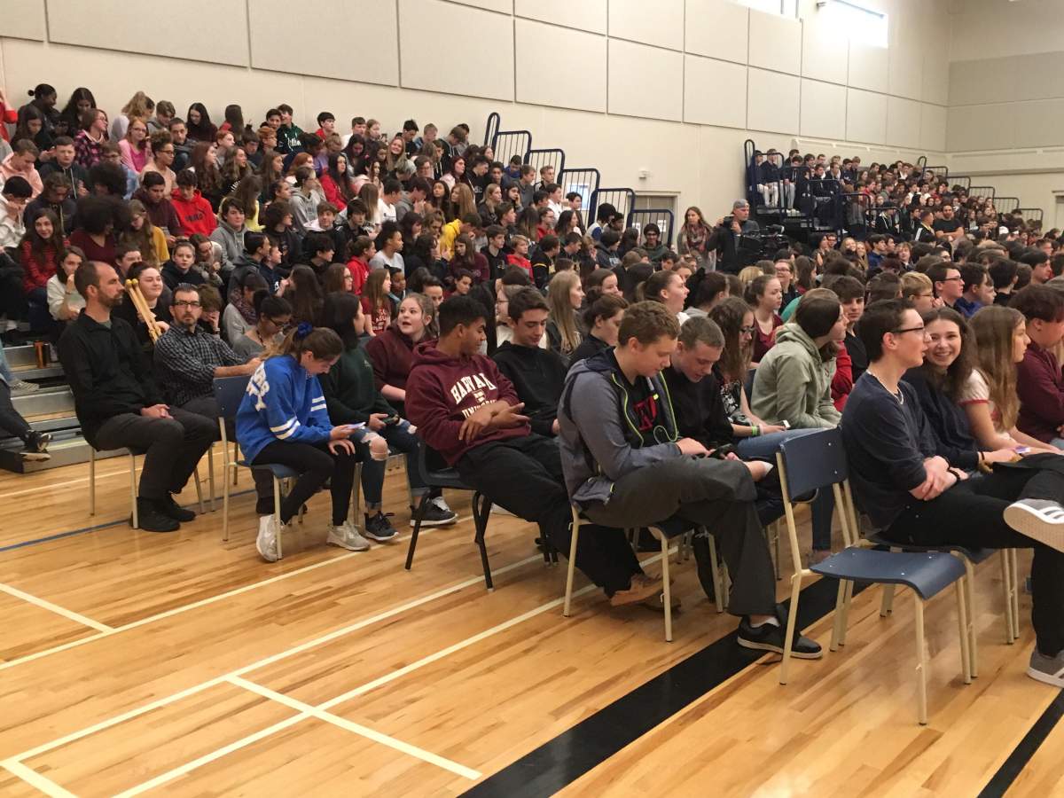Three of the five candidates for Sackville-Preston-Chezzetcook answered questions from students during the forum.