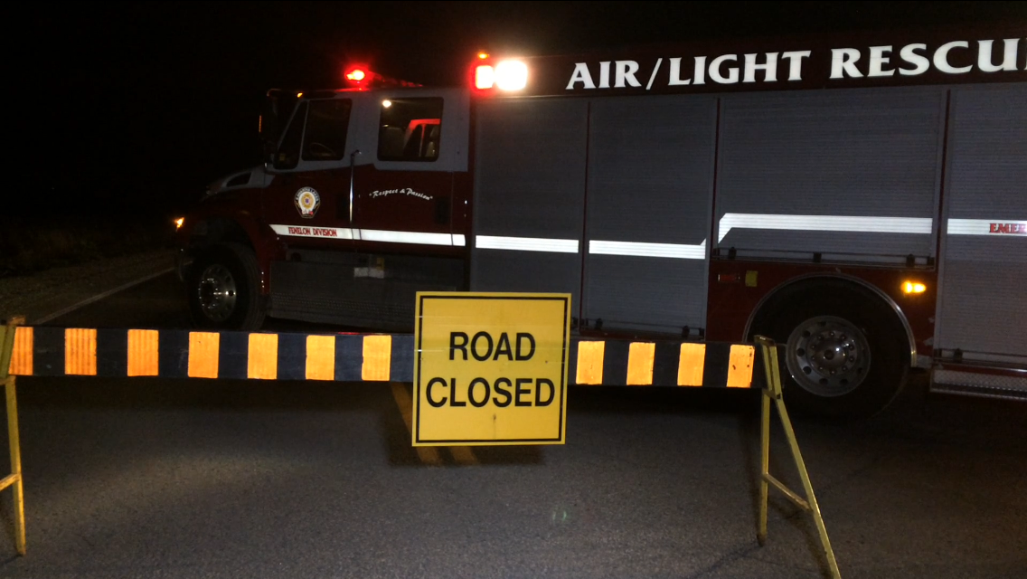 Kawartha Lakes Road 121 near Fenelon Falls was closed Saturday night after a pedestrian was struck and killed by a vehicle, OPP said.
