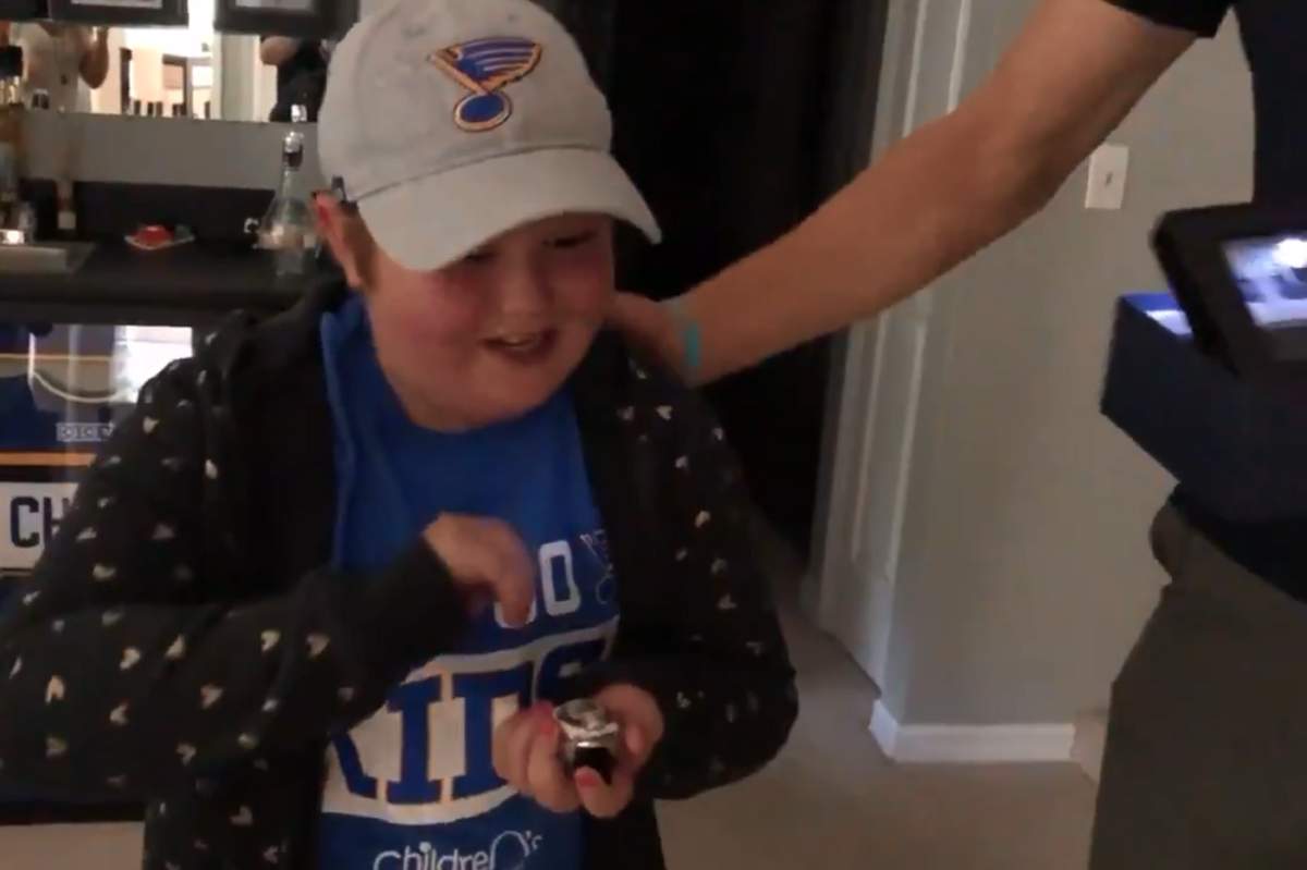 Laila Anderson holds her championship ring from the St. Louis Blues’ Stanley Cup win on Oct. 1, 2019, at her home in Des Peres, Mis.