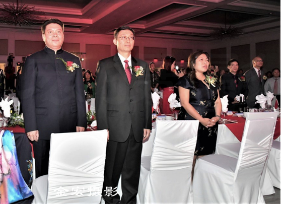 Mary Ng stands with Toronto Confederation of Chinese Canadian Organizations Chairman Weng Guoning and China’s Toronto consulate official Han Tao at the PRC 70th anniversary celebrations.