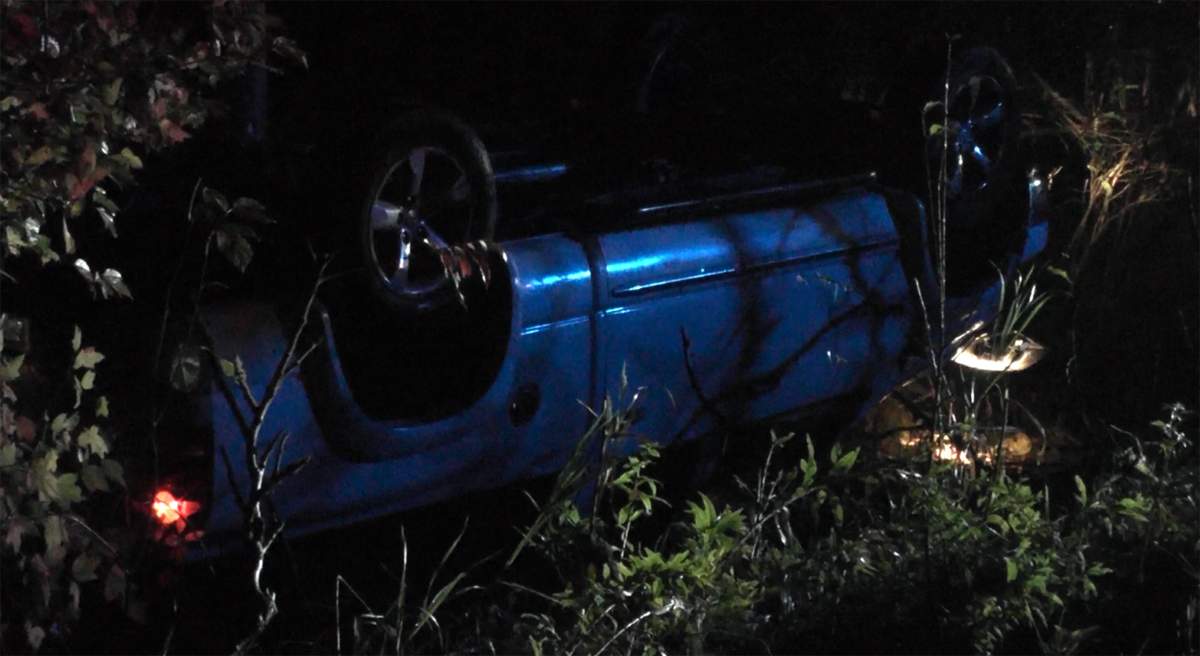 A man was not injured after a pickup truck crashed into a swamp on Wednesday night near Peterborough.