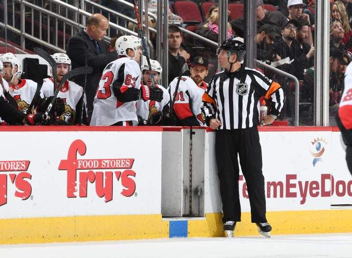 NHL referee Brad Meier during a game.