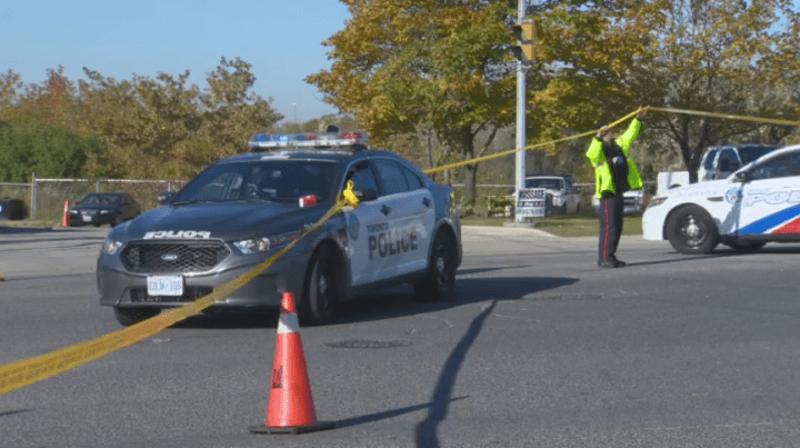 Police at the scene of the shooting Saturday morning.