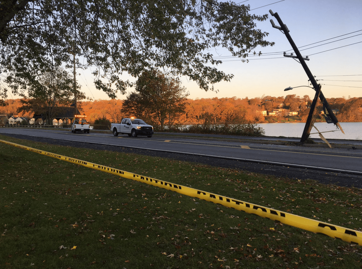 Police block off a section of Prince Albert Road after a driver crashed into a power pole on Thursday, Oct. 24, 2019. 