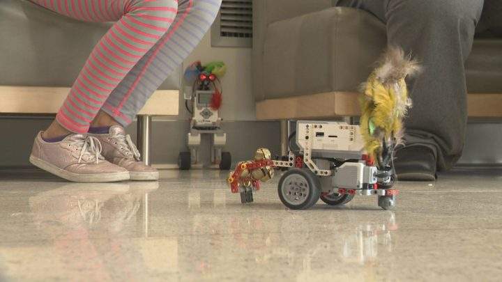 An Alberta robotics team conducts a demonstration at Calgary's Telus Spark on Sunday, Oct. 20, 2019.