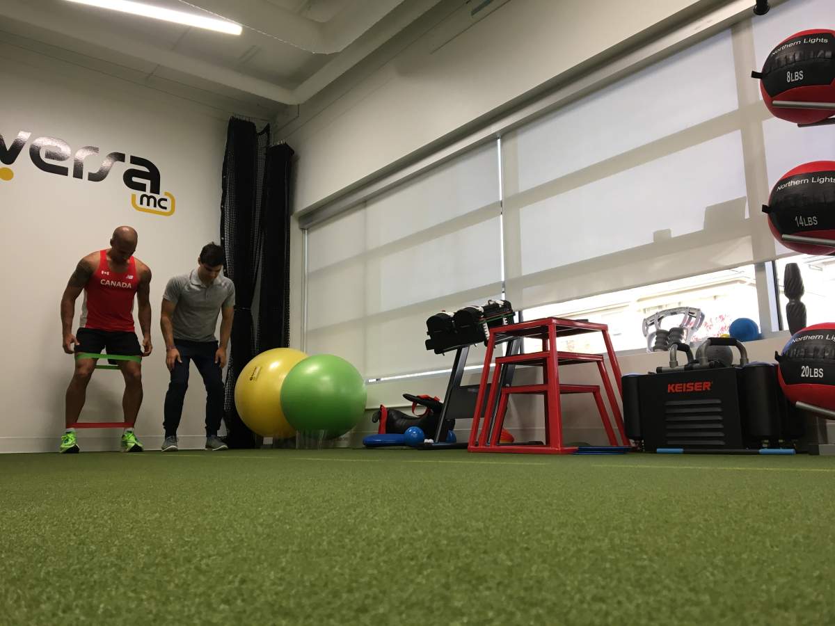 Sanjay with a trainer at Versa Movement Collective.