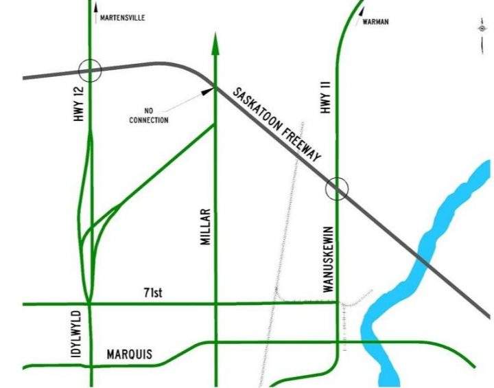 Phase 1 of the proposed Saskatoon Freeway involves 9.5 kilometres of highway, four to five interchanges, and a major bridge.