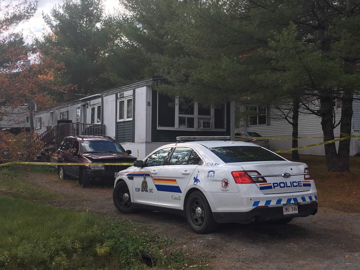 New Brunswick RCMP attend the scene of a fatal stabbing in Lincoln, N.B., that occurred on Sunday, Oct. 13, 2019. 