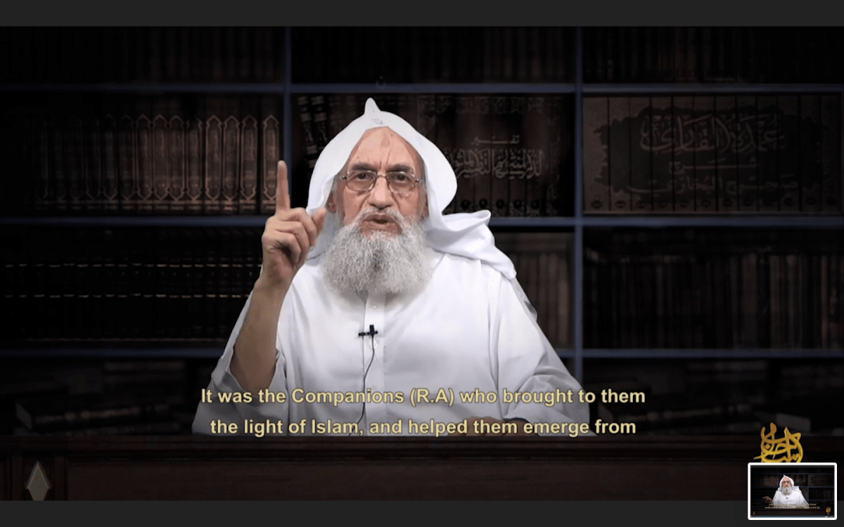 Al Qaeda leader Ayman Al Zawahiri, in a video released in September 2019.