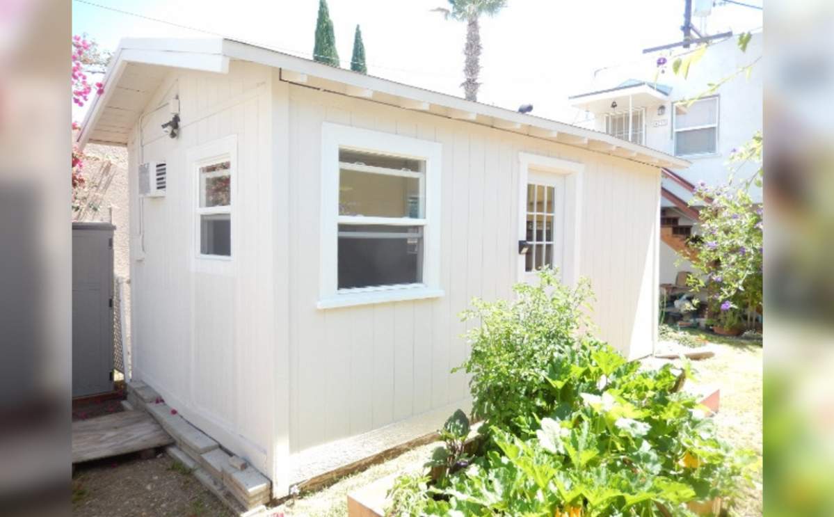 A 200-square-foot backyard shed is for rent in San Diego for $1,050 a month.
