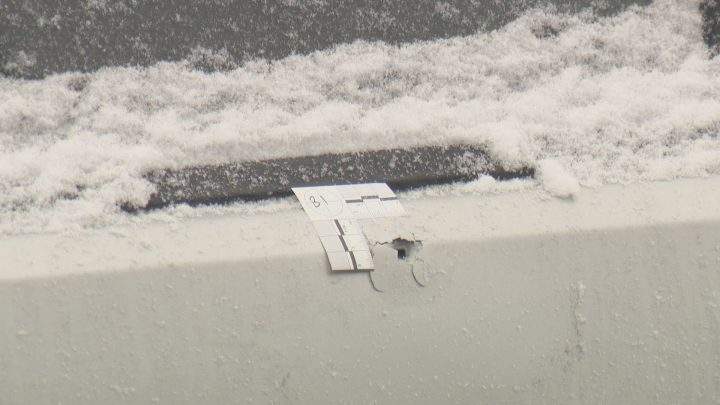 A bullet hole could be seen in a vehicle in northeast Calgary on Saturday, Oct. 26, 2019.