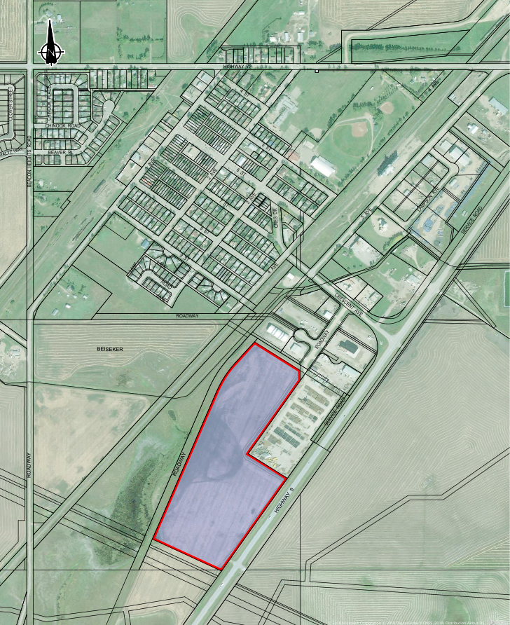 The proposed location for the new medical waste incinerator on the edge of Beiseker.