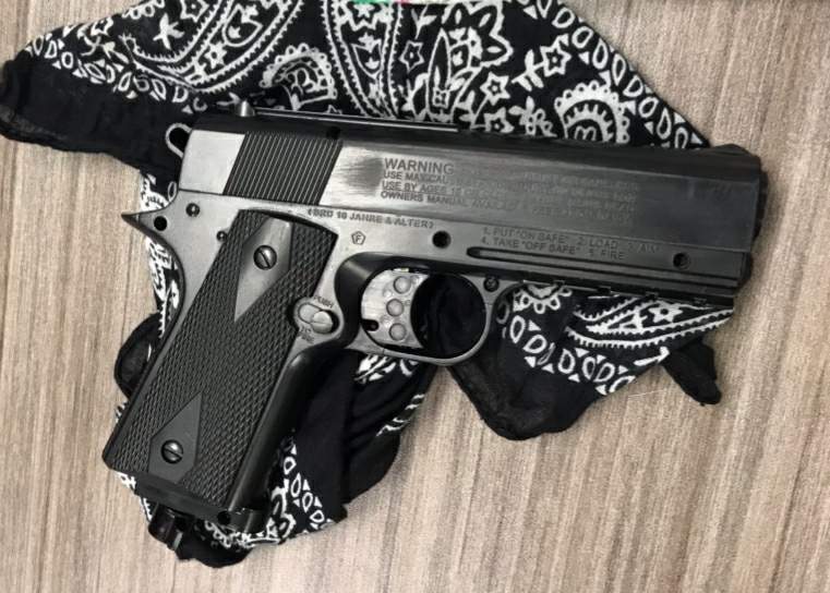 The replica handgun Stratford police say they seized from a 17-year-old male student at a Stratford high school on Oct. 17, 2019.