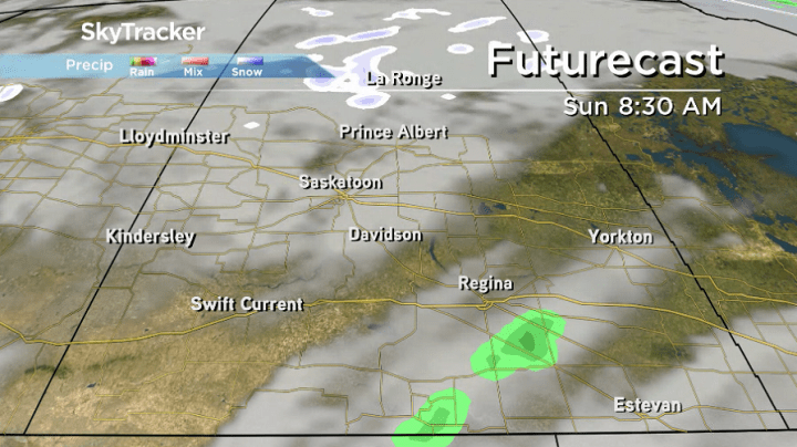 There is a chance of a few spotty flurries in the north and showers in the south on Sunday.