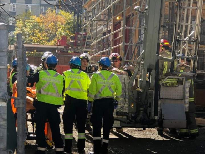 Toronto Fire rescued a man trapped on a construction site on Monday.