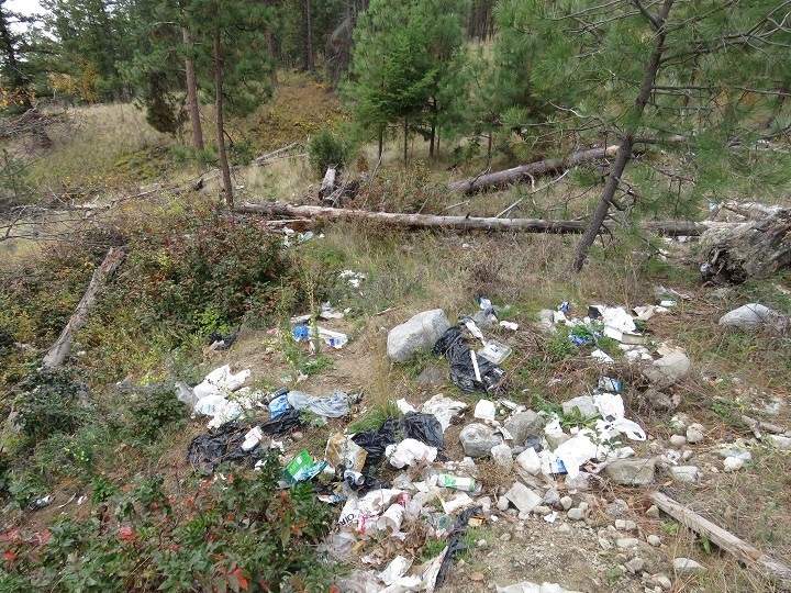 Another view of the spread-out garbage.