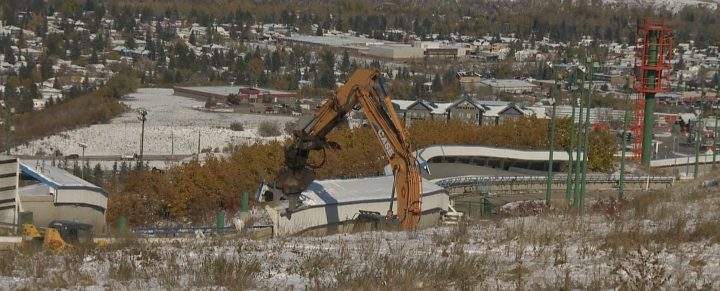 Parts of the track at Calgary’s WinSport started to be demolished on Wednesday, Oct. 9, 2019.