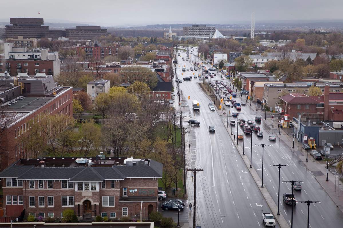Rain falls on King Edward Avenue in Ottawa on Tuesday, April 24, 2012.