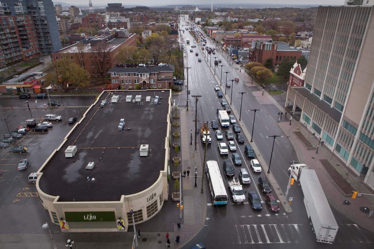 Rain falls on King Edward Avenue in Ottawa on Tuesday April 24, 2012.