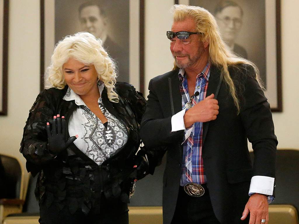 Duane “Dog” Chapman (R), and his wife Beth from the reality television show ‘Dog the Bounty Hunter’ are introduced in the gallery of the Oklahoma Senate in Oklahoma City, Okla., on Tuesday, April 9, 2013.
