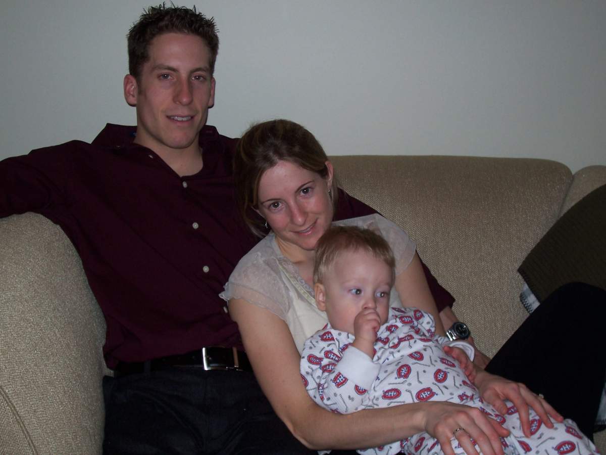 Capt. Matthew Dawe pictured with his wife, Tara, and son Lucas.