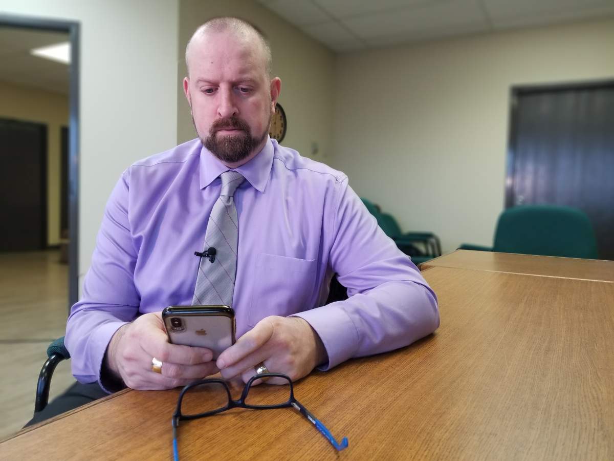 Nova Scotia Teachers Union president Paul Wozney reviews the findings of a joint investigation on lead contamination in the province’s schools.