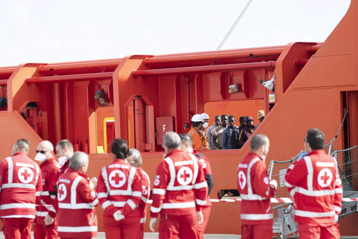 Italian merchant ship 'Asso Trenta', also known Asso 30, arrives with rescued migrants on board, in the port of Pozzallo, Sicily island, southern Italy, 03 November 2019. 