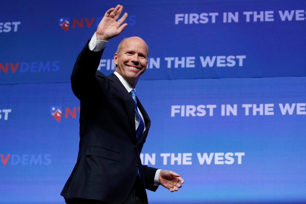 Democratic presidential candidate and former Maryland Rep. John Delaney speaks during a fundraiser for the Nevada Democratic Party, Sunday, Nov. 17, 2019, in Las Vegas.