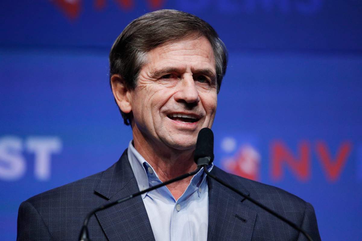 Democratic presidential candidate and former U.S. Rep. Joe Sestak speaks during a fundraiser for the Nevada Democratic Party, Sunday, Nov. 17, 2019, in Las Vegas.