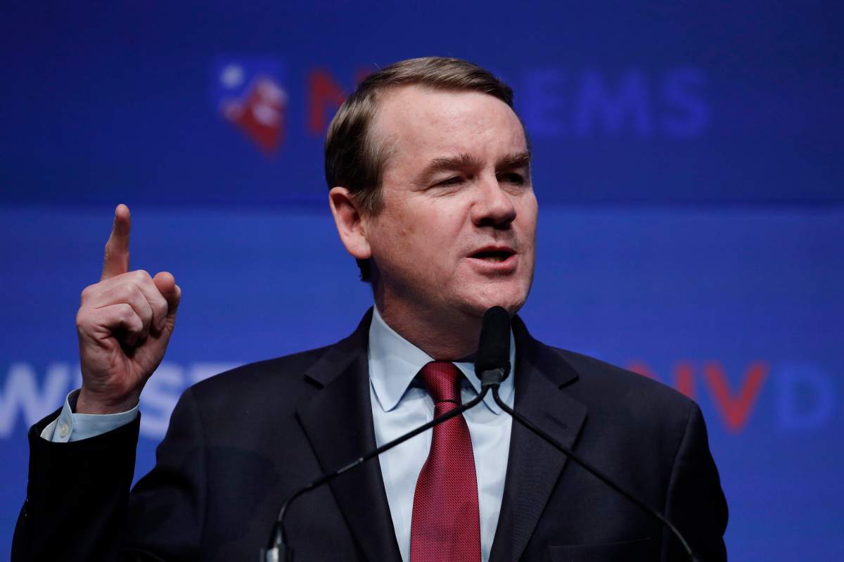 Democratic presidential candidate Sen. Michael Bennet, D-Colo., speaks during a fundraiser for the Nevada Democratic Party, Sunday, Nov. 17, 2019, in Las Vegas.