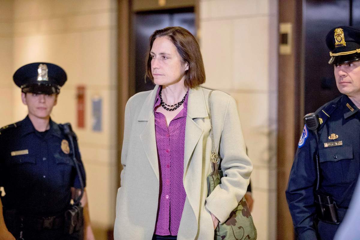 In this Nov. 4, 2019, file photo former White House adviser on Russia, Fiona Hill arrives for a closed door meeting as part of the House impeachment inquiry into President Donald Trump on Capitol Hill in Washington. (AP Photo/Andrew Harnik, File)