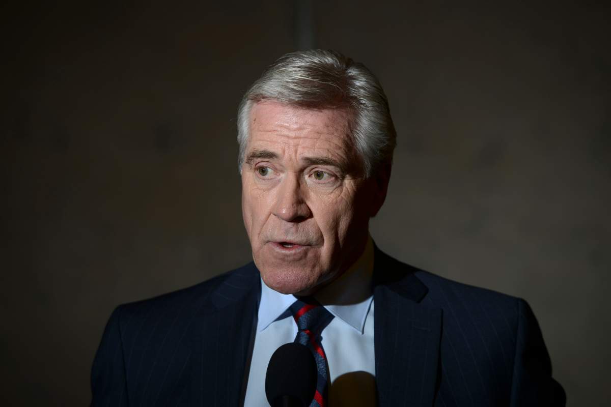 Premier of Newfoundland and Labrador, the Dwight Ball talks to reporters after meeting with Prime Minister Justin Trudeau on Parliament Hill in Ottawa on Tuesday, Nov. 26, 2019.