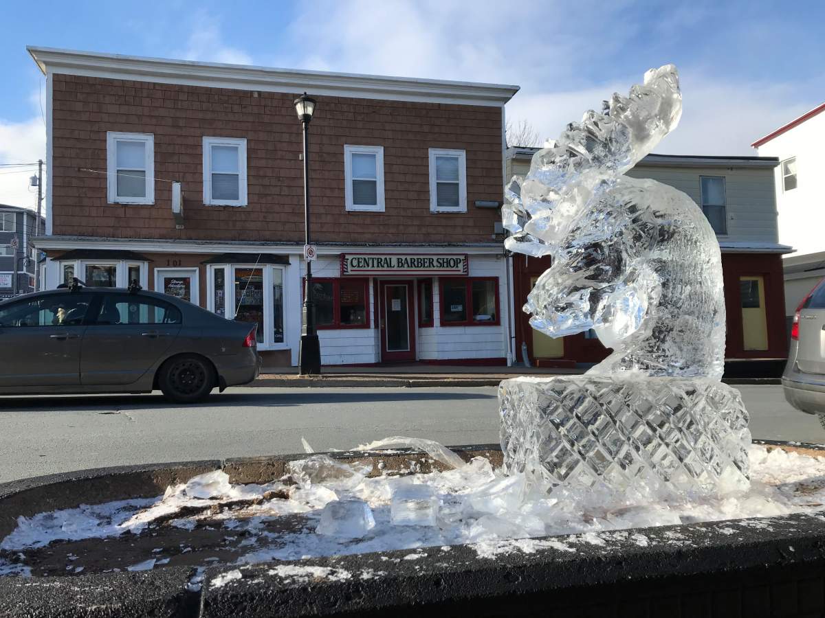 An ice sculpture during the Downtown Dartmouth Ice Festival in Feb. 2019.