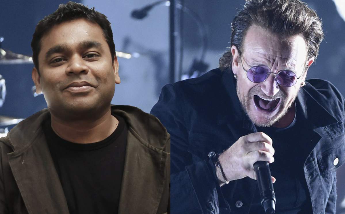 (L-R) A.R. Rahman and Bono of U2.