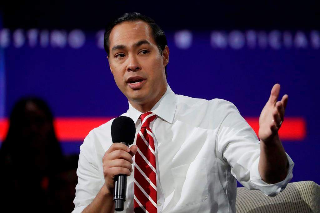 Democratic presidential candidate former U.S. Secretary of Housing and Urban Development Julian Castro speaks during a presidential forum at the California Democratic Party’s convention Saturday, Nov. 16, 2019, in Long Beach, Calif. (AP Photo/Chris Carlson)