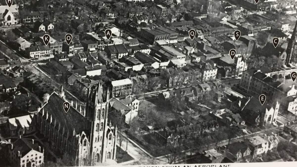 Black and white aerial photographs taken in 1919 part of a Remembrance Day fund raiser - image