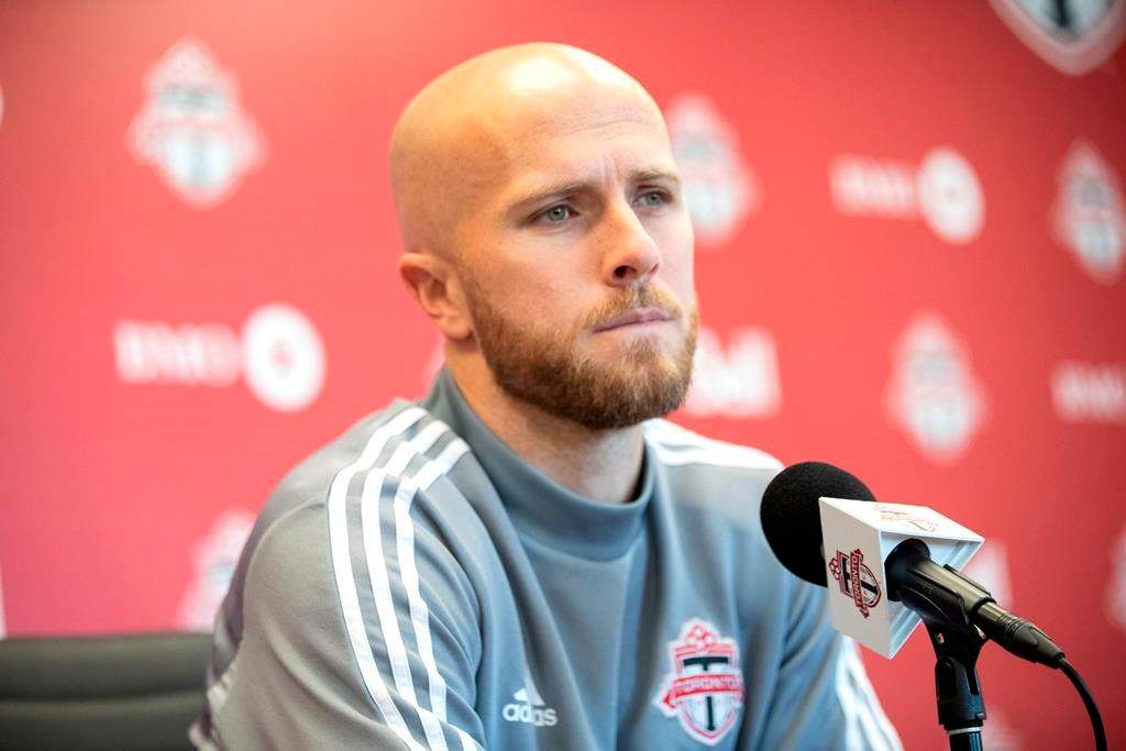 Toronto FC's Michael Bradley speaks to the media during an end of season availability in Toronto on Wednesday, November 13, 2019.