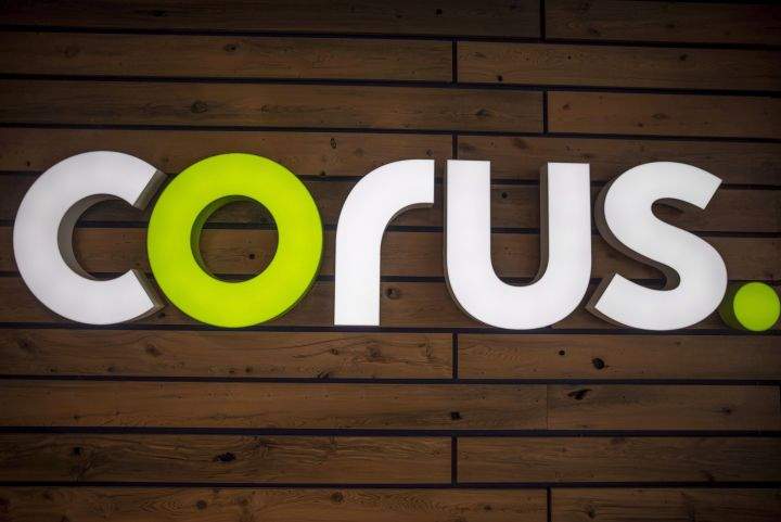 The new Corus logo inside Corus Quay in Toronto is photographed on Friday, June 22, 2018. 