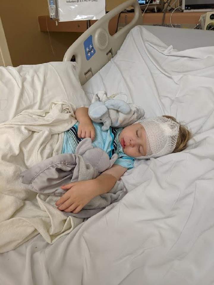 A photo of two-year-old Josef Gortnar in hospital.