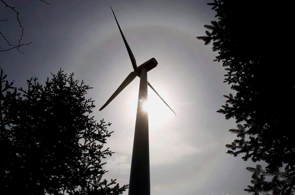 A wind turbine is framed by a sun dog, an atmospheric phenomenon, on Dalhousie Mountain, N.S. on Friday, April 23, 2010.