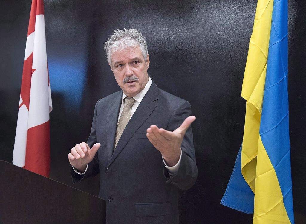 Stephen Matier, president of Maritime Launch Services, talks with reporters at a meeting of the proposed Spaceport project team,in Dartmouth, N.S. on Monday, Dec. 11, 2017.