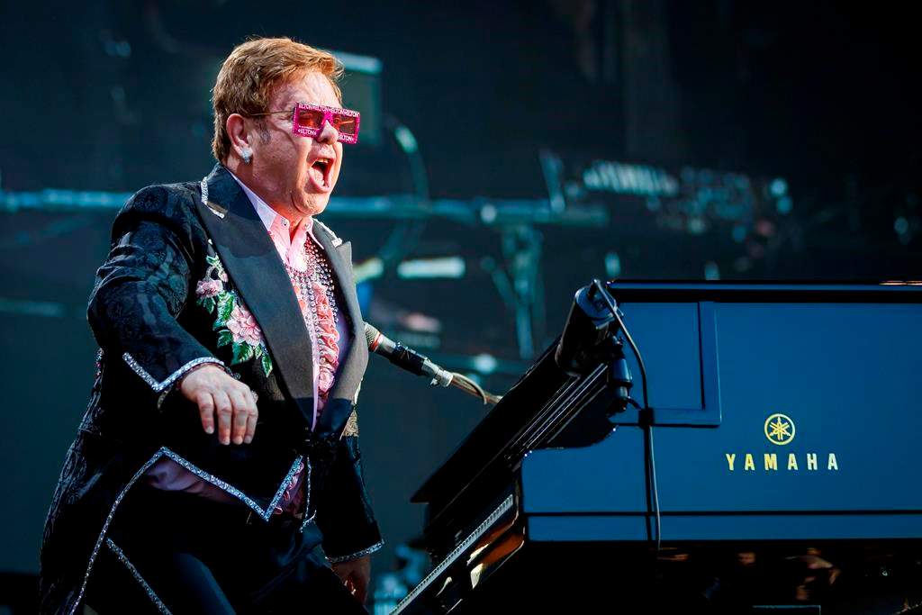 Elton John performs on the stage of the stade de la Saussaz during the ‘Farewell Yellow Brick Road’ tour at the 53rd Montreux Jazz Festival (MJF), in Montreux, Switzerland, on Saturday, June 29, 2019.