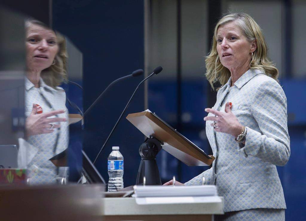CEO Mary Moran of Calgary Economic Development speaks to Calgary City Council, in Calgary, Alta., Tuesday, Sept. 11, 2018. THE CANADIAN PRESS/Jeff McIntosh.