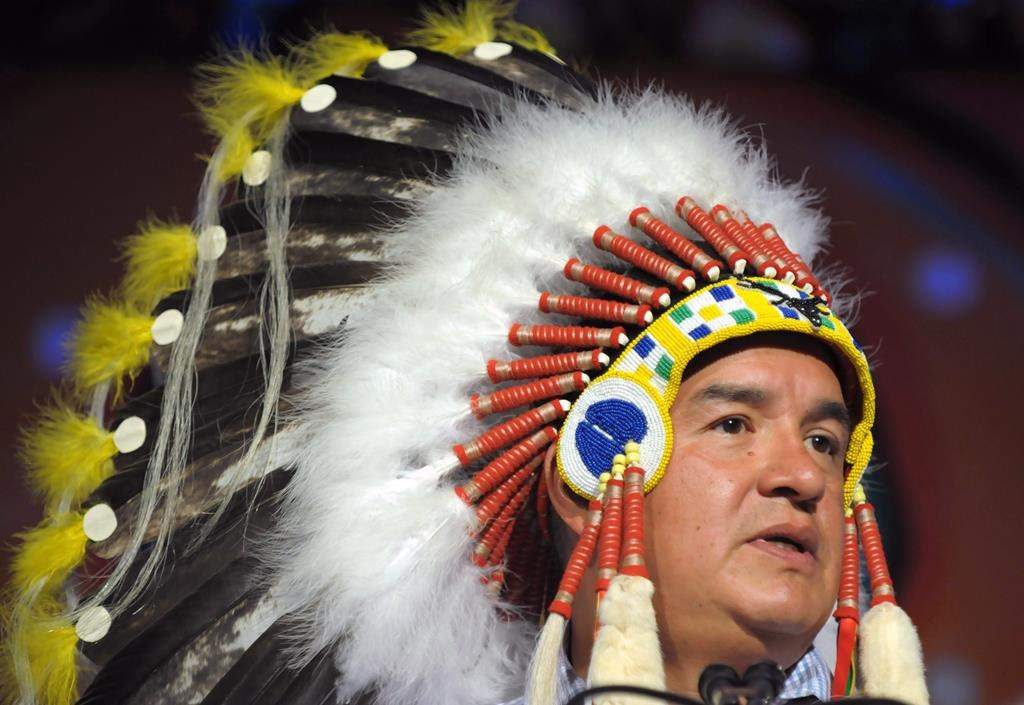 Federation of Sovereign Indigenous Nations Chief Bobby Cameron speaks at the opening of the Assembly of First Nations annual general meeting in Regina, Tuesday July 25, 2017. THE CANADIAN PRESS/Mark Taylor
