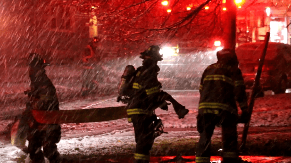 Firefighters on the scene of a house fire in Moncton. 