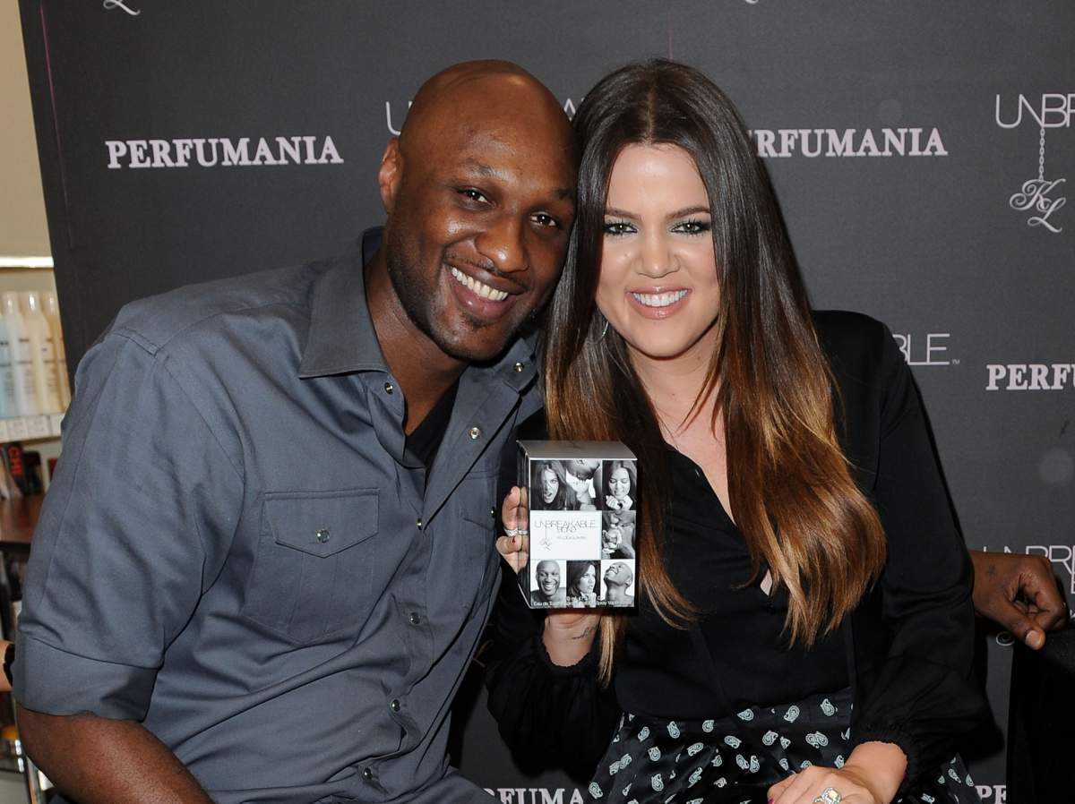 Lamar Odom and Khloe Kardashian Odom make a personal appearance to promote their Unbreakable Bond fragrance at Perfumania on June 7, 2012 in Orange, Calif. (Photo by Allen Berezovsky/WireImage)