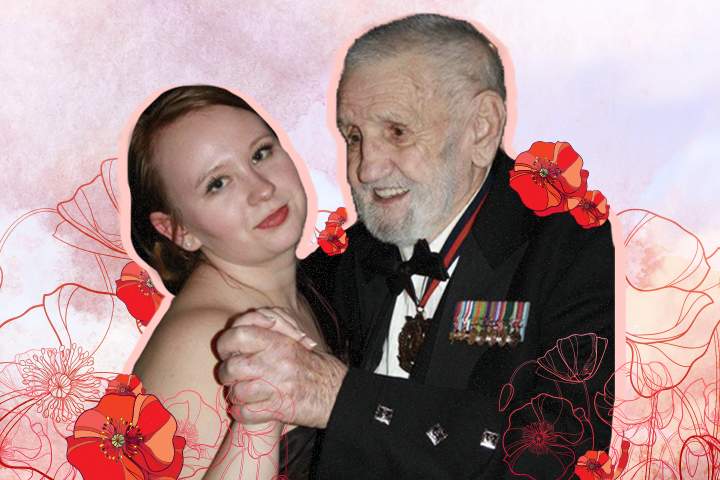 Kateland and her friend Jack, a Second World War veteran. (Photo: Kateland Prentice / Illustration: Laura Whelan)