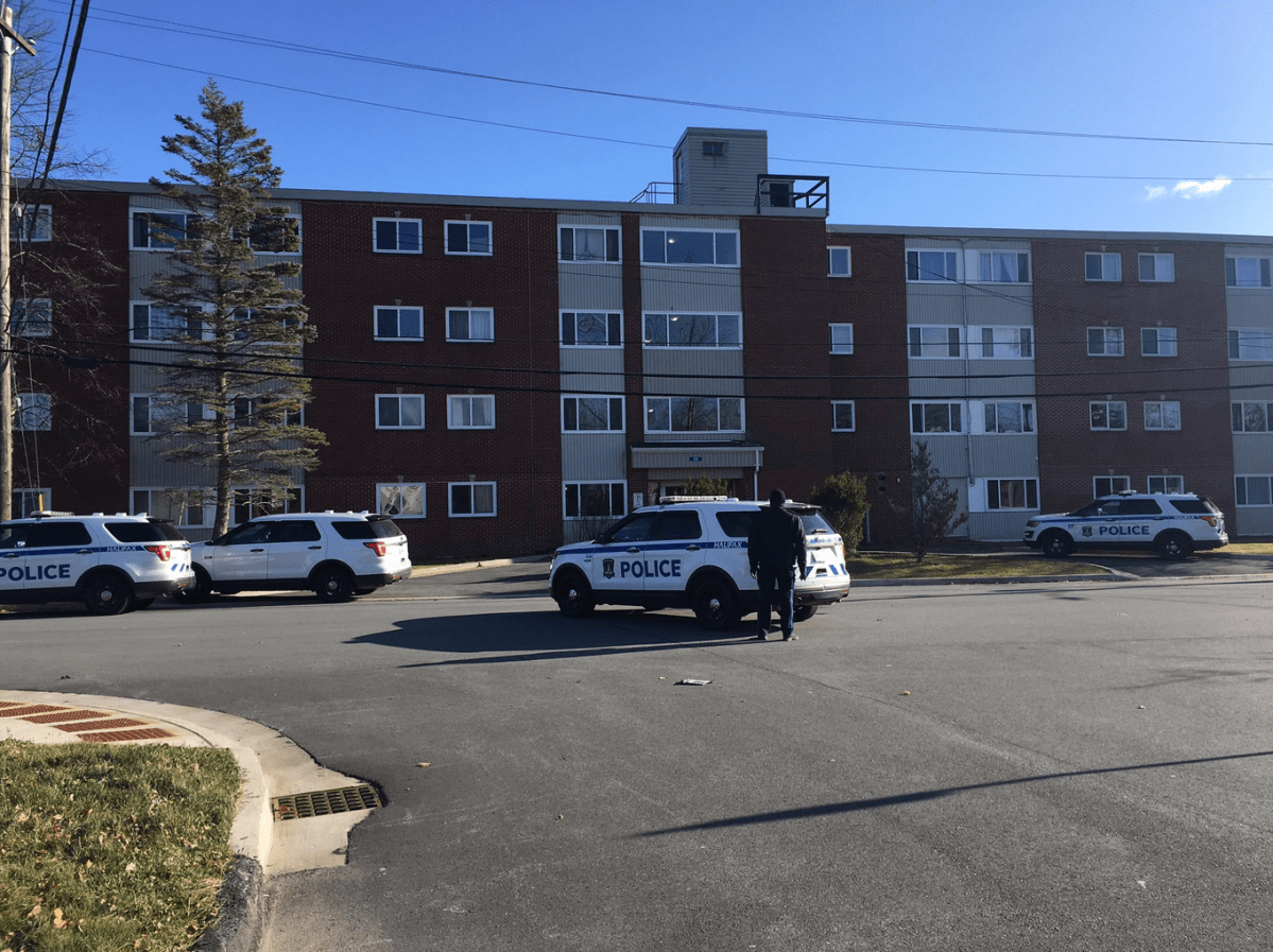 Halifax Regional Police attend a barricaded person call in Dartmouth on Saturday, Nov. 16, 2019. 