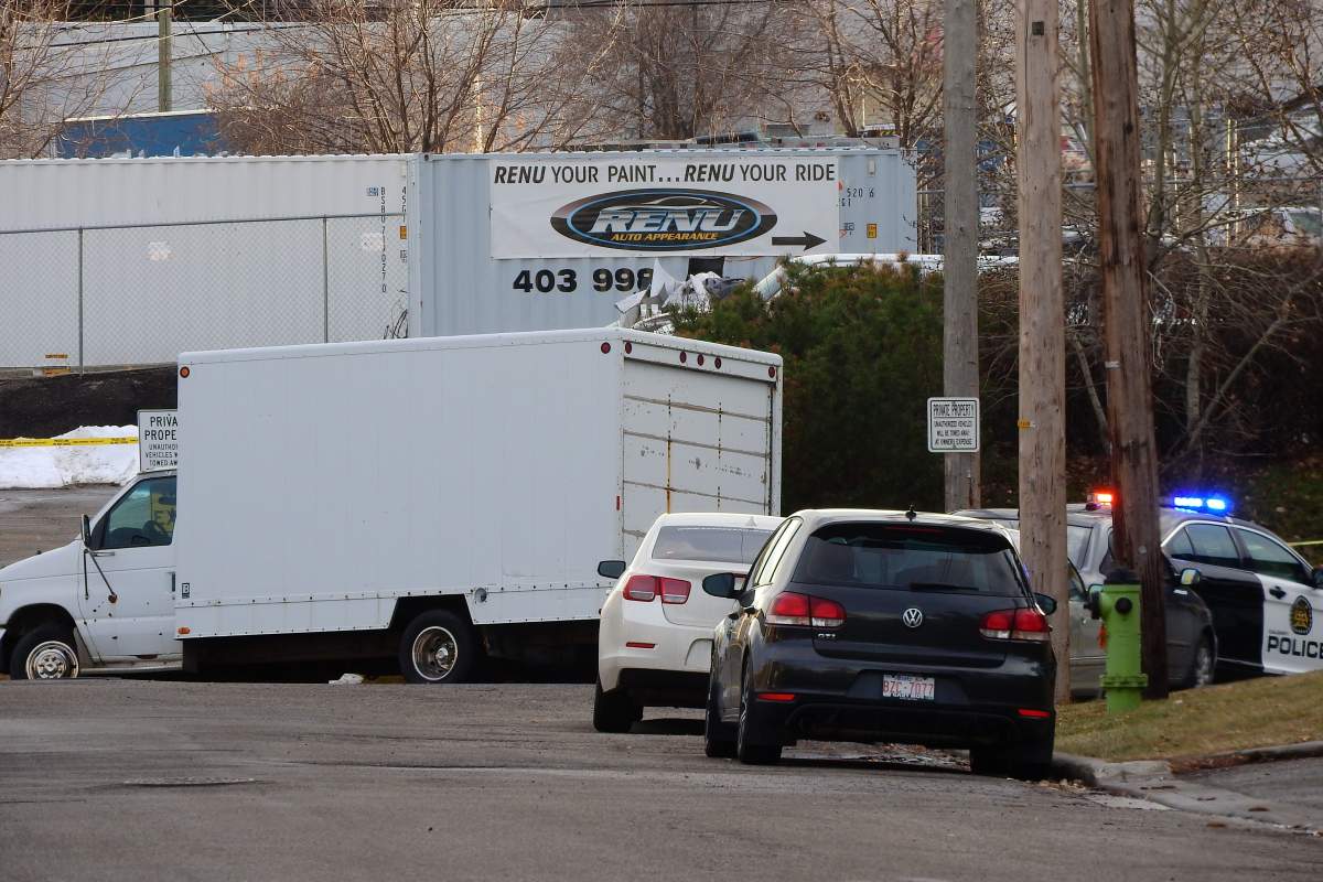 Calgary police say a possible grenade was found in a northeast community.